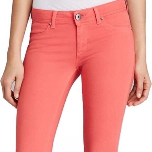 DL1961 Emma Leggings in spring wash coral Color Printed Skinny Jeans size 28 - Picture 3 of 15